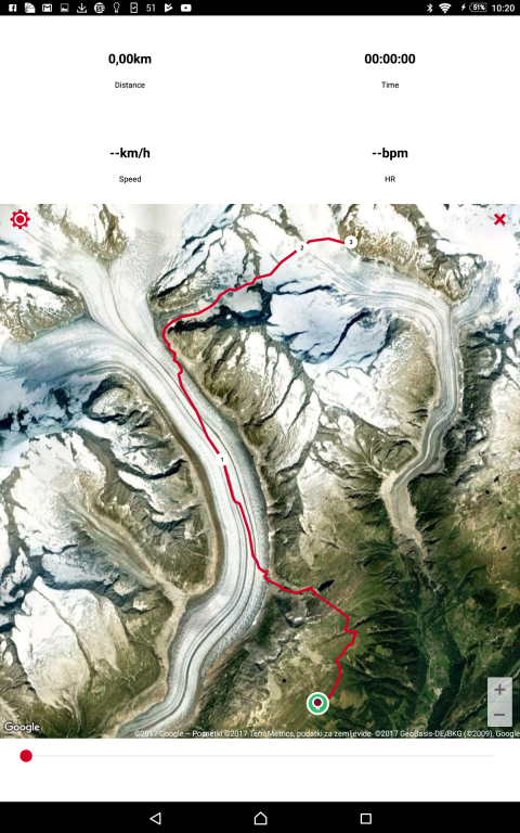 Gps naše poti- 20 km skupno, samega ledenika pa okoli 9 km.